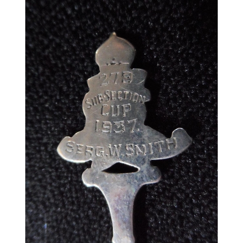 2 - 1937 Birmingham silver presentation spoon bearing the Royal Artillery motif, presented to Sargent W ... 