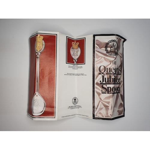 5A - Cased pair of silver spoons produced by the Library of Imperial History, London to commemorate the Q... 
