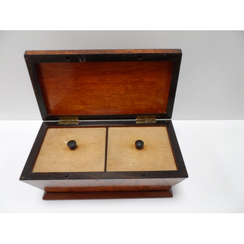 80 - Two compartment mid 19thC tea caddy compete with intact liners