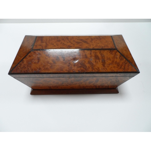 80 - Two compartment mid 19thC tea caddy compete with intact liners
