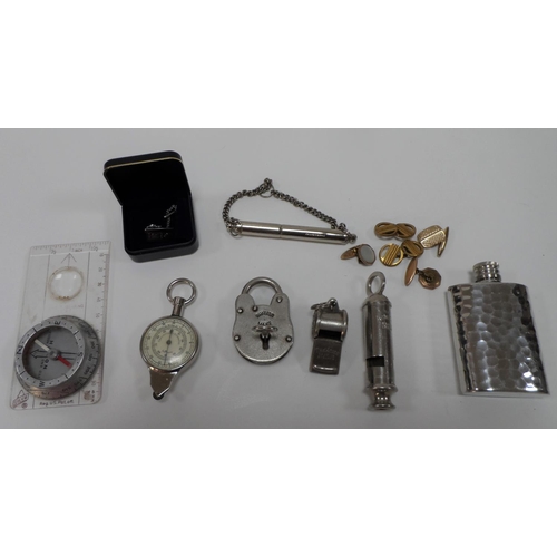 81 - Small collectables to include an old lock with key & old police whistle etc (Qty)