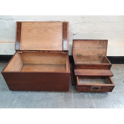 42 - A small oak storage box together with another, (2)