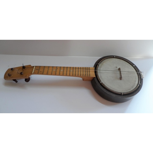 119 - Old Ukulele-Banjo with hard case cover