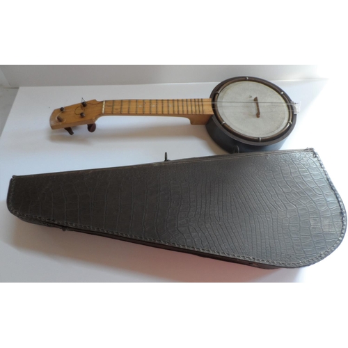 119 - Old Ukulele-Banjo with hard case cover