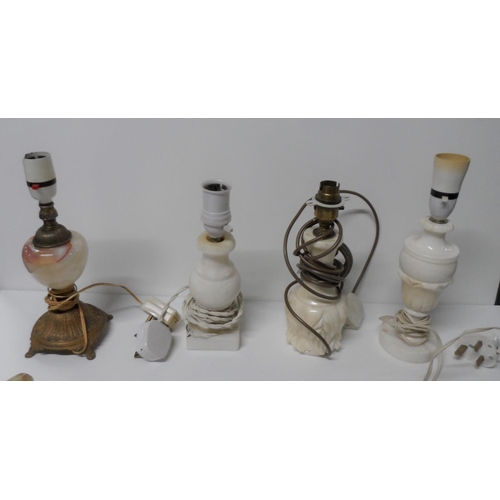 77 - Collection of mainly Onyx table lamps and a collection of Onyx animals (Lot)