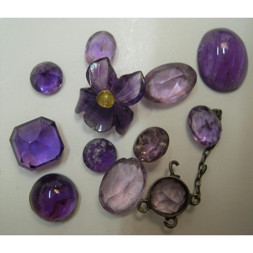 32 - Collection of tested but uncertified Amethyst & similar amethyst type stones, 

Approx total weight ... 