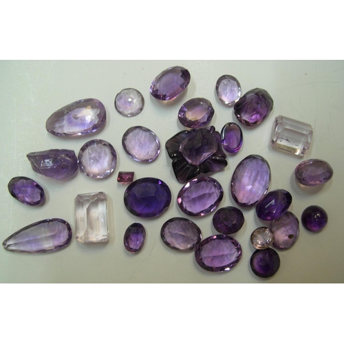 33 - Collection of tested but uncertified Amethyst & similar amethyst type stones, 

Approx total weight ... 