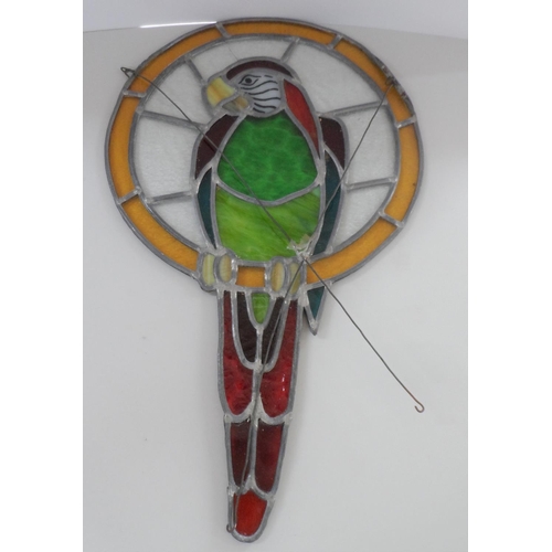 116 - Two stained glass panels, one depicting a parrot (2)