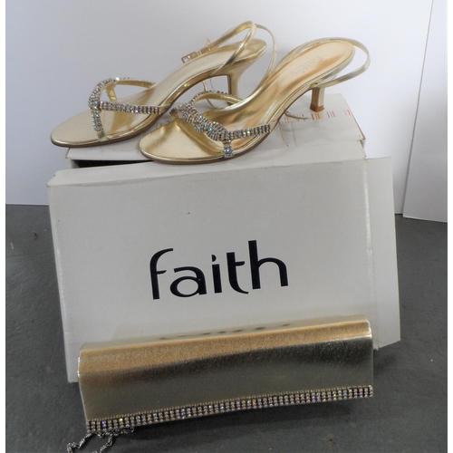 110 - Pair of ladies evening shoes by Faith with matching handbag, complete with original box, size 5/38