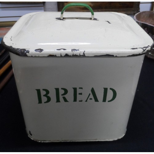 60 - an old enamel bread bin