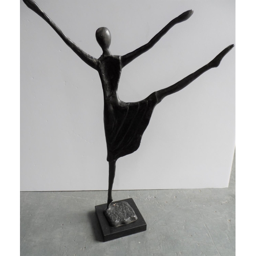 160 - Unsigned 1970s black painted metal female figure after Giacometti,

57 cm tall