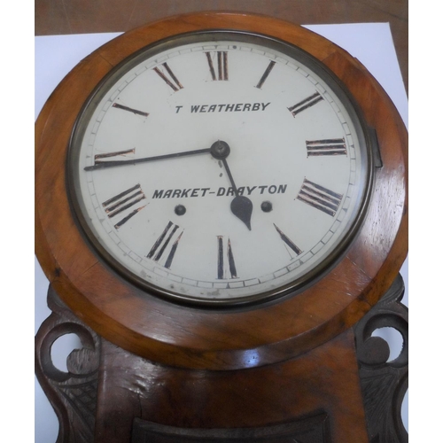 78 - Antique T Weatherby wall clock,

68 cm long