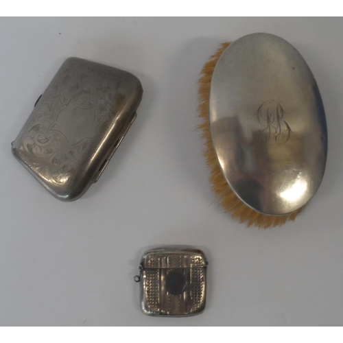 1 - Three English silver items including a Vespa, a silver backed brush and an Edwardian purse (3)