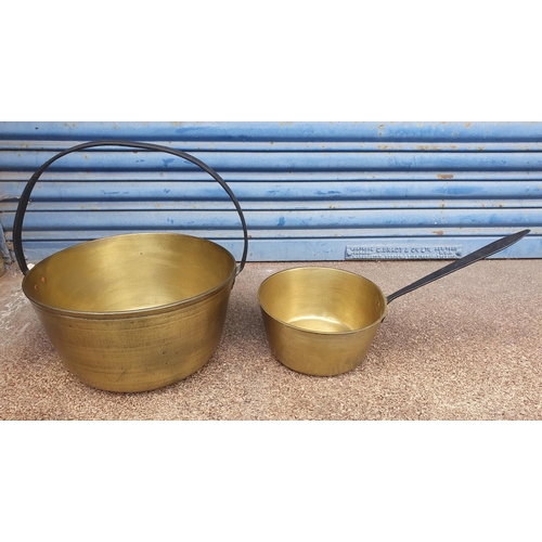 65 - Antique brass Jam pan and a similar cooking pan (2)