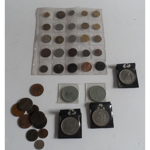 69 - Collection of wrist watches together with a small collection of coins (Qty)