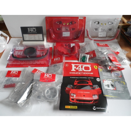 92 - Ferrari F40 Competizone model car parts with magazines