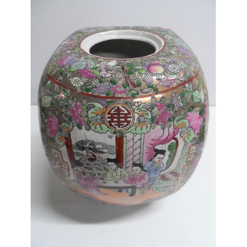 415 - Fine quality, Chinese 20thC four sided, extensively decorated vase marked to base,

29 cm tall