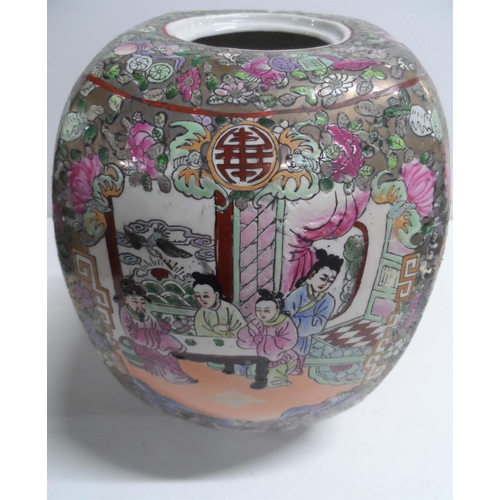 415 - Fine quality, Chinese 20thC four sided, extensively decorated vase marked to base,

29 cm tall