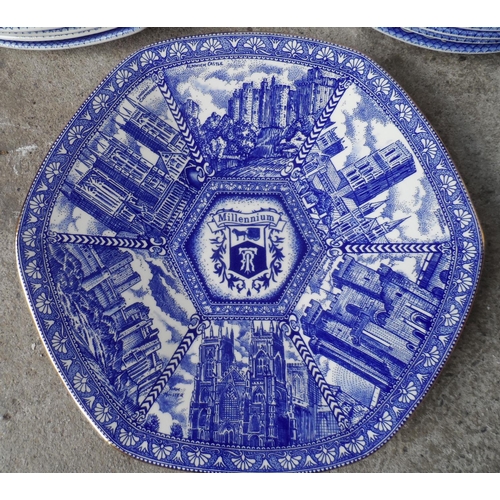 434 - Collection of traditional blue & white Willow pattern Staffordshire together with a Ringtons Milleni... 