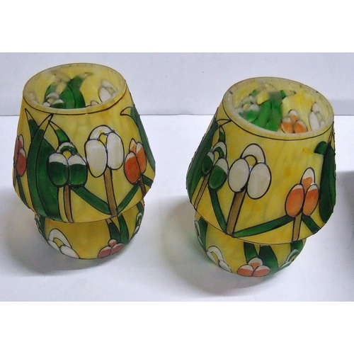 524 - 2 x painted glass vases