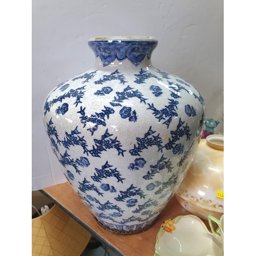 491 - Large blue & white decorated bowl together various other ceramics (Qty)