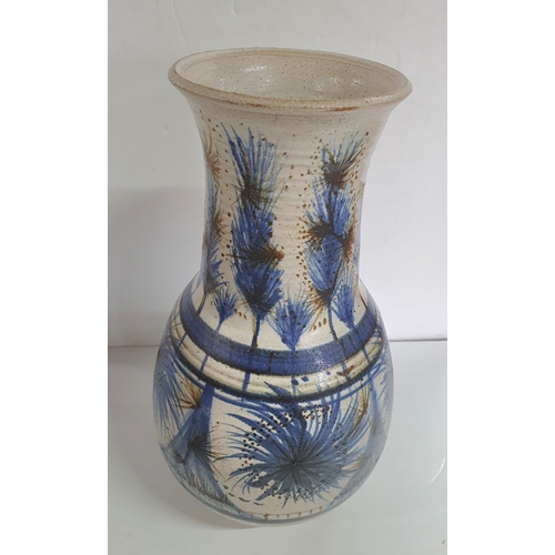 492 - Large studio pottery vase, indistinctly signed to base and dated 1975,

37 cm tall