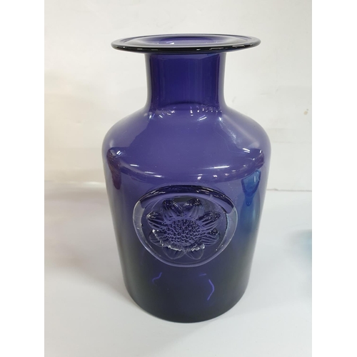 452 - Large purple Dartington glass jar vase together with an unmarked, vintage yellow glass bubble design... 