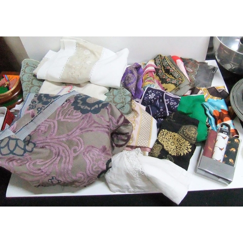 116 - Quantity of silk scarves with other linen items