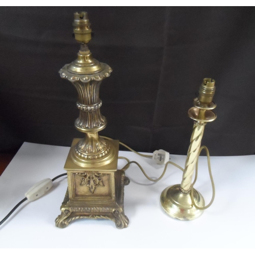 132 - Two vintage brass table lamps (2)