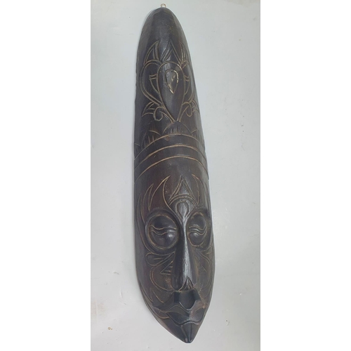 159 - Large carved African head and another African wood carving (2)