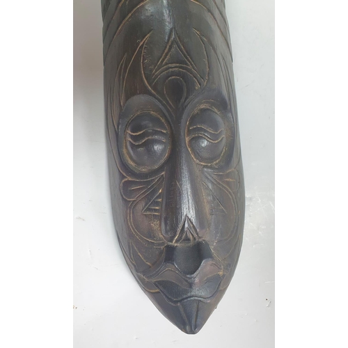 159 - Large carved African head and another African wood carving (2)