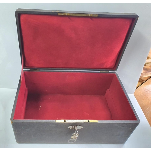 176 - Large 19thC French gentlemans travel case with snakeskin outer and brass handles to sides with 2 key... 