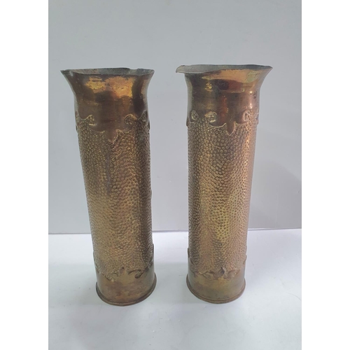 179 - Pair of WW1 Trench Art vases with Acorn decoration (2)