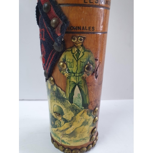 181 - Late 20thC French Folk Art Military baton depicting which tours a particular soldier served and ofte... 