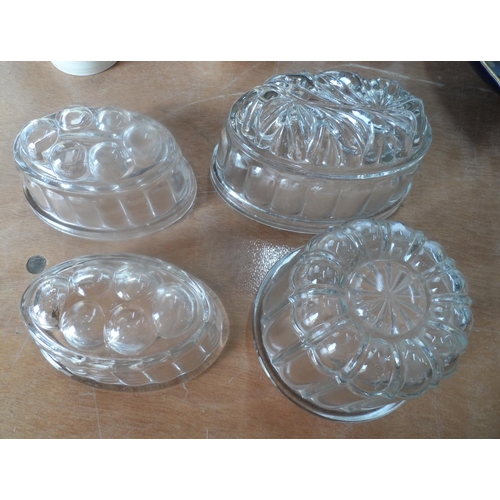 554 - Collection of items to include to antique Staffordshire dogs, four old glass jelly molds, 4 Royal Wo... 