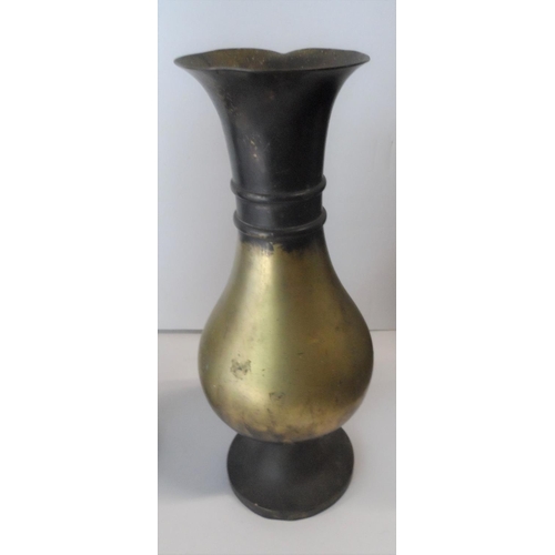 416 - PAIR OF UNMARKED ORIENTAL BRONZE AND BRASS BALUSTER VASES (2),

Both approx 30 cm tall