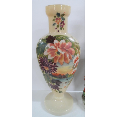 544 - Antique hand-painted vase together with a large male figurine (2)