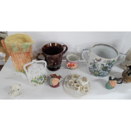 545 - Box of misc ceramics to include meat plate, toby jugs etc (Qty)