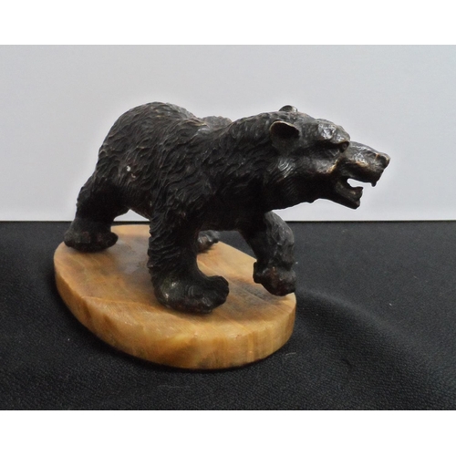 281 - Antique, unsigned, bronze of a Grizzly bear on marble plinth,

16 cm long