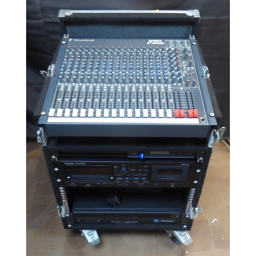 309 - A Soundcraft Spirit FX16 Lexicon mixing console together with a Peavey 2600 and a Tascan CD-A500 hou... 