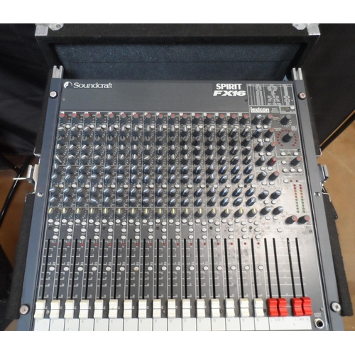 309 - A Soundcraft Spirit FX16 Lexicon mixing console together with a Peavey 2600 and a Tascan CD-A500 hou... 