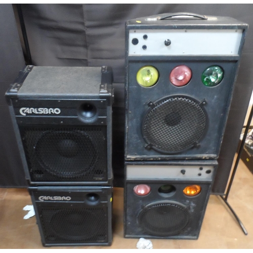 310 - Two pairs of disco/DJ speakers, one pair Carlsbro the other with flashing lights (2)