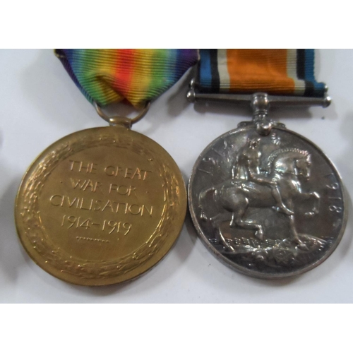 254 - WW1 - British War 1914/1918 & Victory medal 1914/1919 with bar for Pte J.T.How  R.A.M.C together wit... 