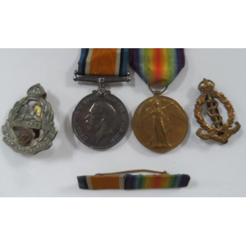 254 - WW1 - British War 1914/1918 & Victory medal 1914/1919 with bar for Pte J.T.How  R.A.M.C together wit... 