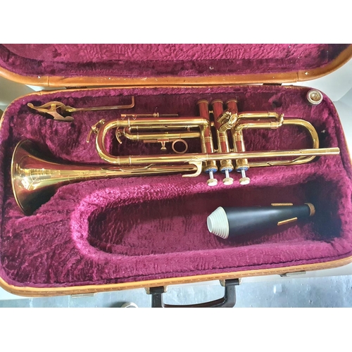 325 - Good quality, engraved vintage cased trumpet together with another trumpet (2)