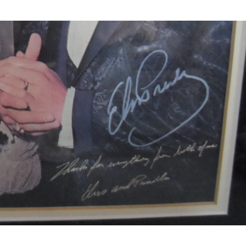 198 - Framed Elvis Presley photo of his wedding day with a signature and inscription etc,

Please note - w... 