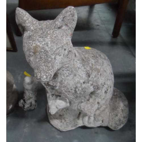 596 - Out-door composite stone Fox, Toad and small bird (3)