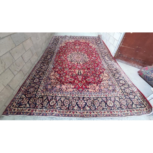 562 - Huge old, fine quality Indian tasselled rug in traditional style