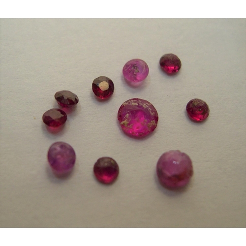 37 - 10 loose, small rubies, various cuts, largest approx 4.25mm in diameter