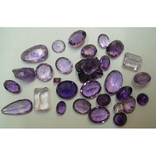 38 - Collection of tested but uncertified Amethyst & similar amethyst type stones, 

Approx total weight ... 